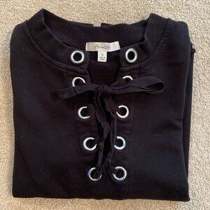 Active USA Y2K sweatshirt raw edge hem pullover with grommets. Size small.